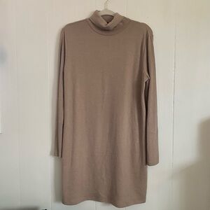 Elegant Tan Turtleneck Dress
